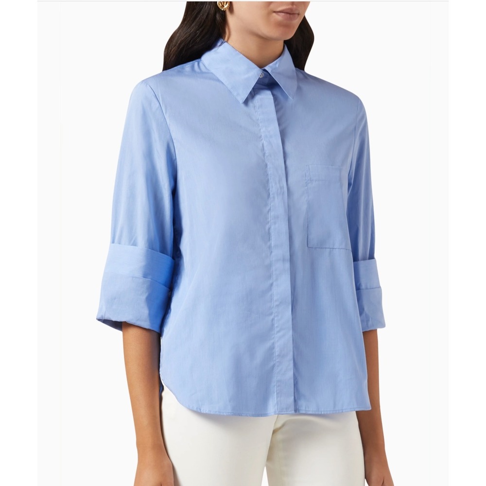 TWP Blue Ex-Boyfriend Button Down Shirt Italian Cotton XS Oversize Luxury Office